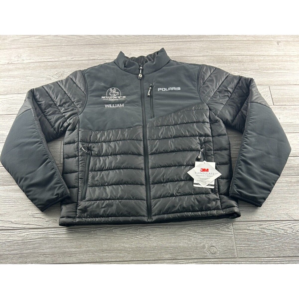 Polaris Mens Force Puffer Jacket Black 3M Thinsulate Embroidered Medium NWT